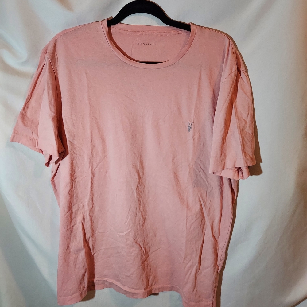 All Saints Blush Pink 100% Cotton Short Sleeve Tee